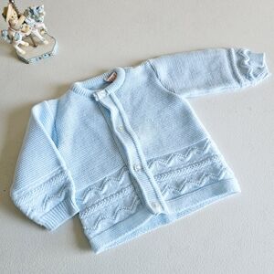 Vintage Made in Italy Renro Handmade Blue Baby Crochet Cardigan Jumper Knitted